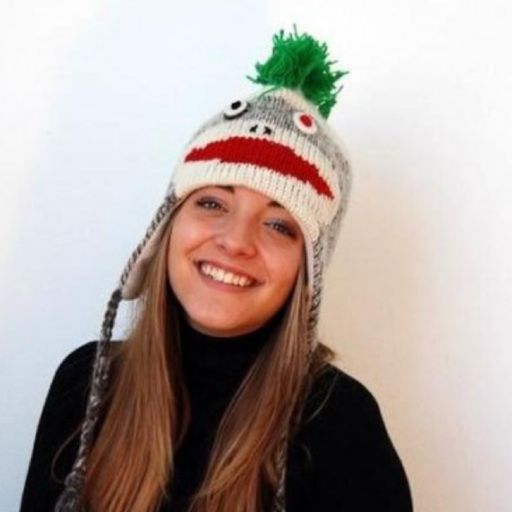 Gray and Green Wool Mohicano Punk Monkey hat 80% wool